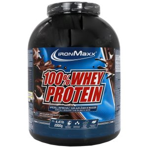 وی پروتئین 100 درصد پودر خوراکی باطعم شکلات تلخ 2000 گرم (آیرون مکس)